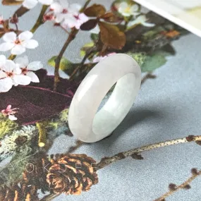 17.1mm A-Grade Natural Chiffon White Jadeite Abacus Ring Band No.162345