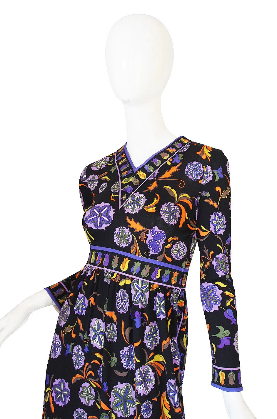 1960s Black Print Silk Jersey Emilio Pucci Dress