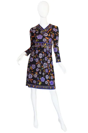 1960s Black Print Silk Jersey Emilio Pucci Dress