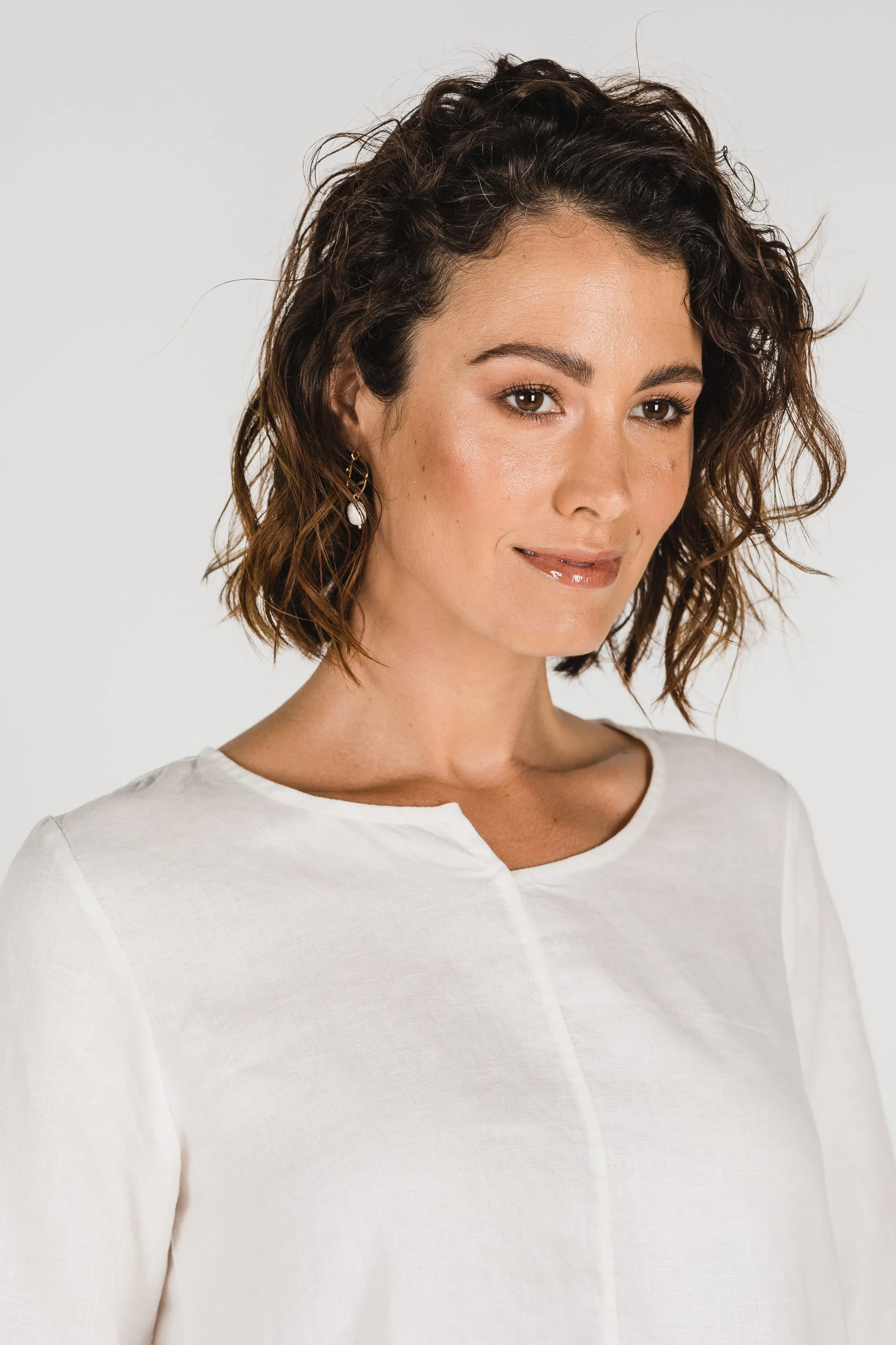 Adele Linen Top Warm White