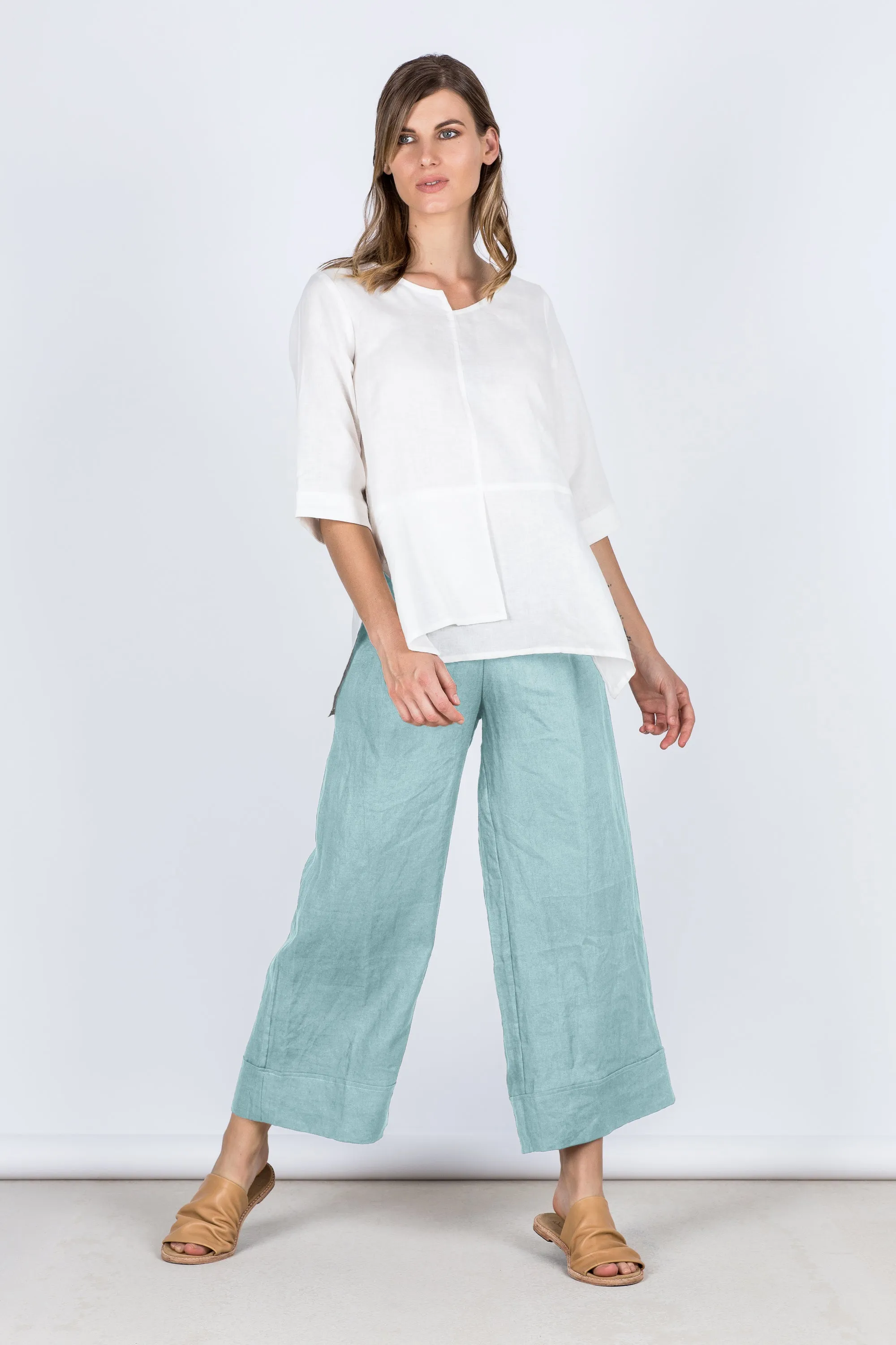 Adele Linen Top Warm White