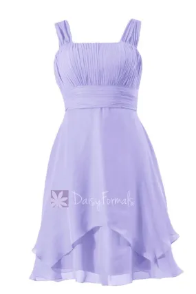 Affordable Lavender Chiffon Bridesmaid Dress Short Formal Dress W/Flowing Layers(BM912)