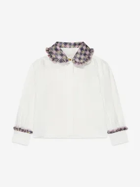 Angels Face Girls Heidi Houndstooth Collar Blouse in White