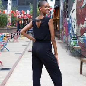 Back Cut Out Jogger Pocket Jumpsuit - Black - Final Sale!