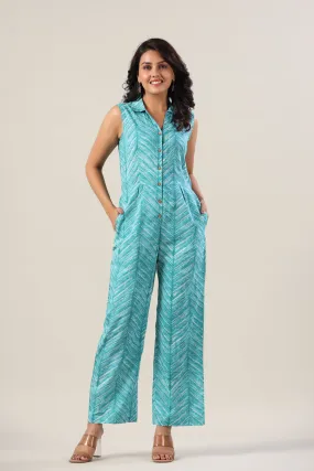 Blue Shibori on Cotton Jumpsuit