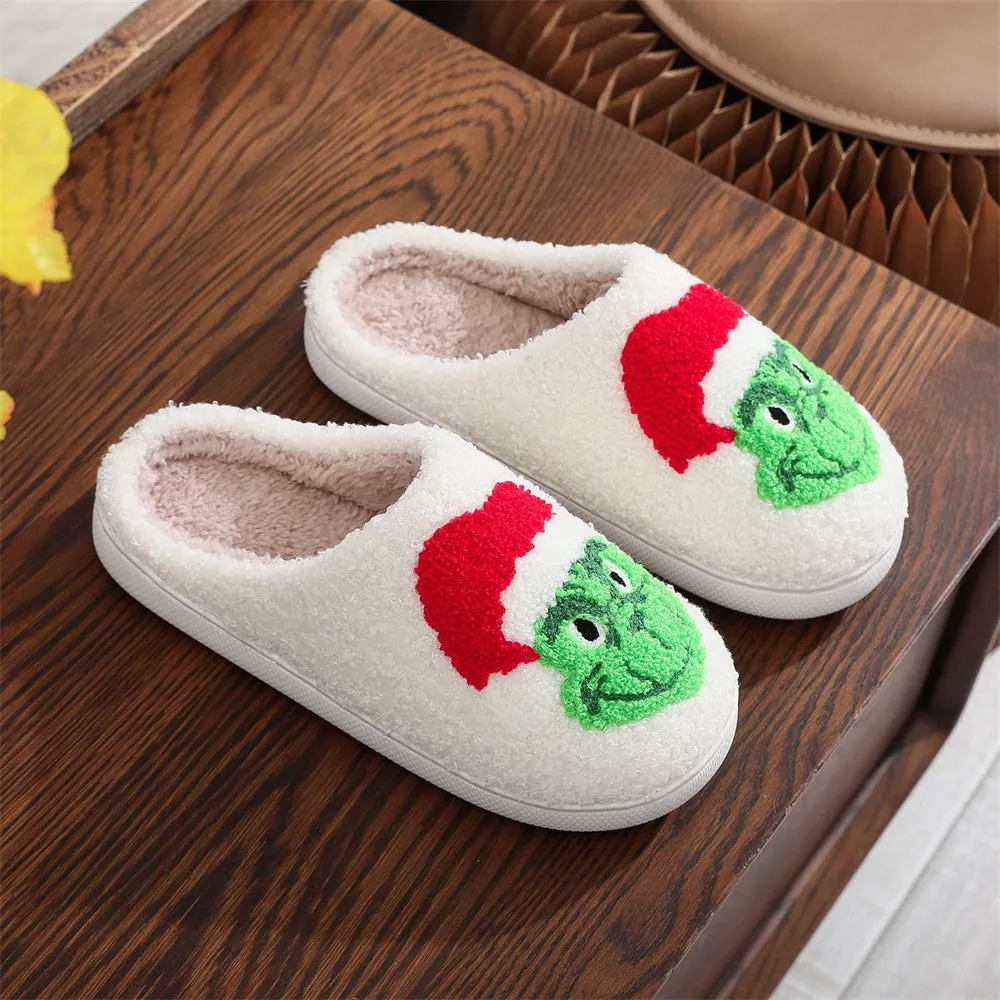 Christmas Slippers Christmas Grinch Shoes Home Cotton Slippers