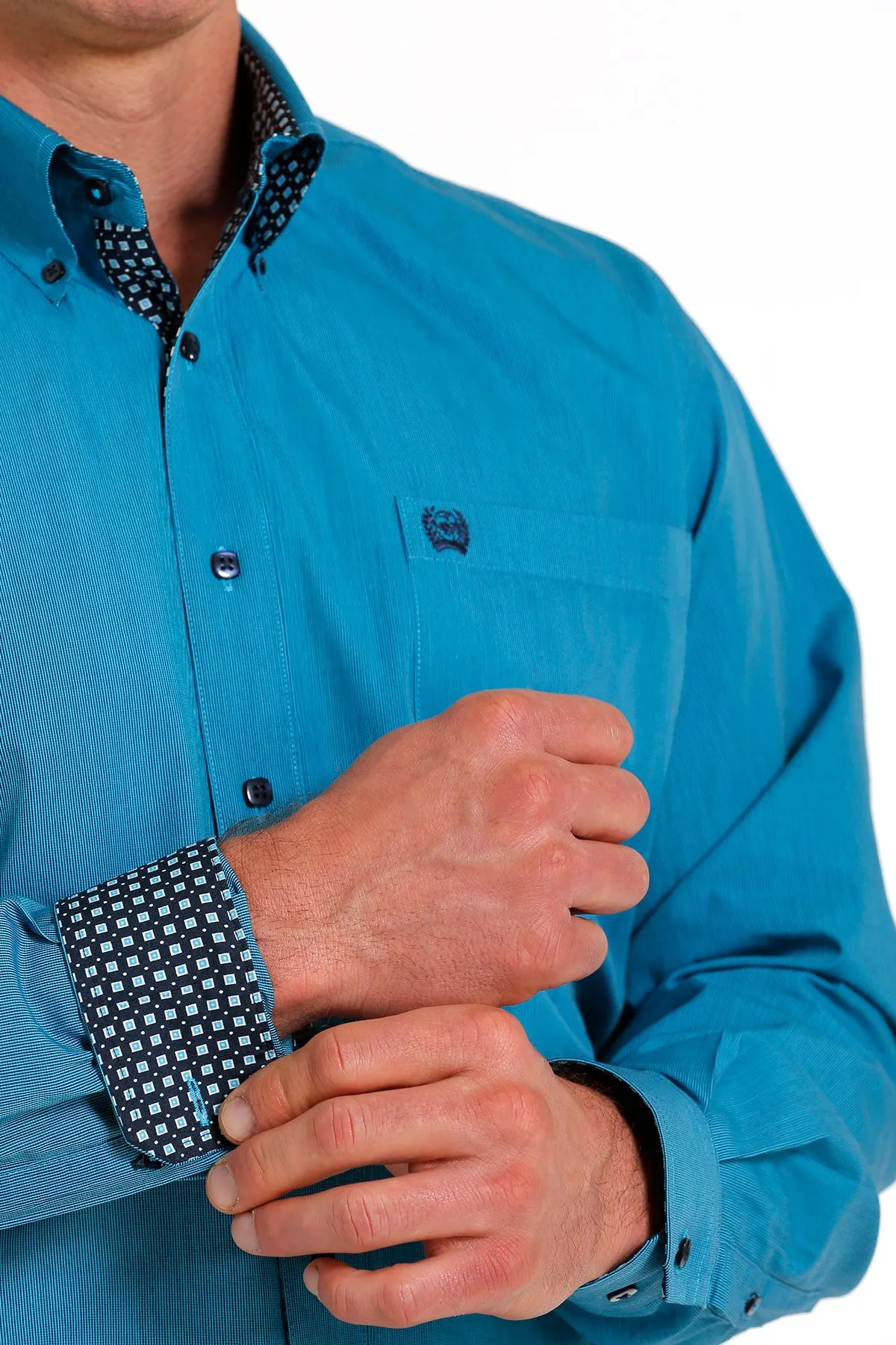 Cinch® Men's Turquoise Striped Long Sleeve Button Front Western Shirt