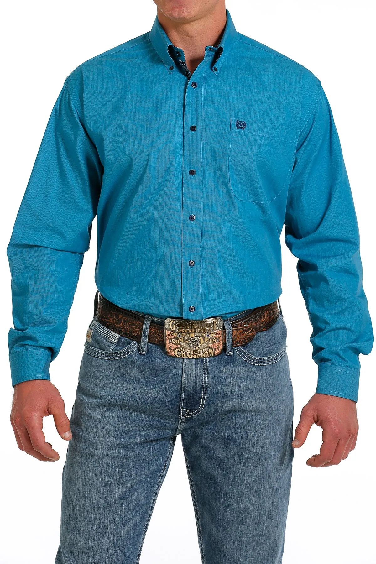 Cinch® Men's Turquoise Striped Long Sleeve Button Front Western Shirt