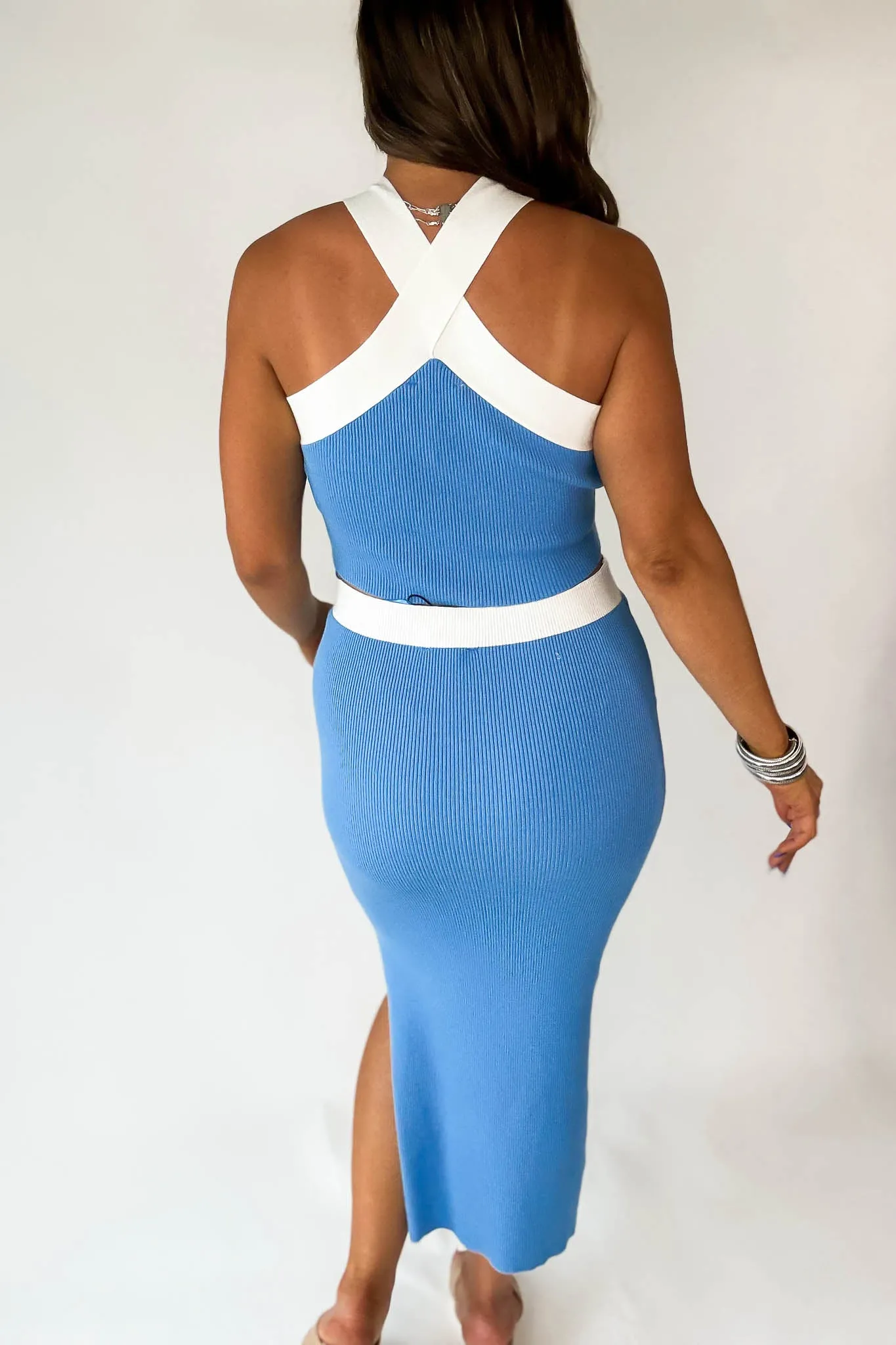 Colorblock Blue With White Trim Skirt