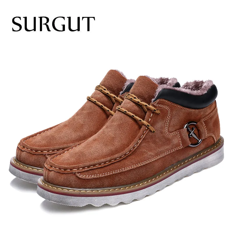 Cow Suede Leather Fashion Autumn Winter Men Boots Casual Men Ankle Boots Comfortable High Quality Men Boot