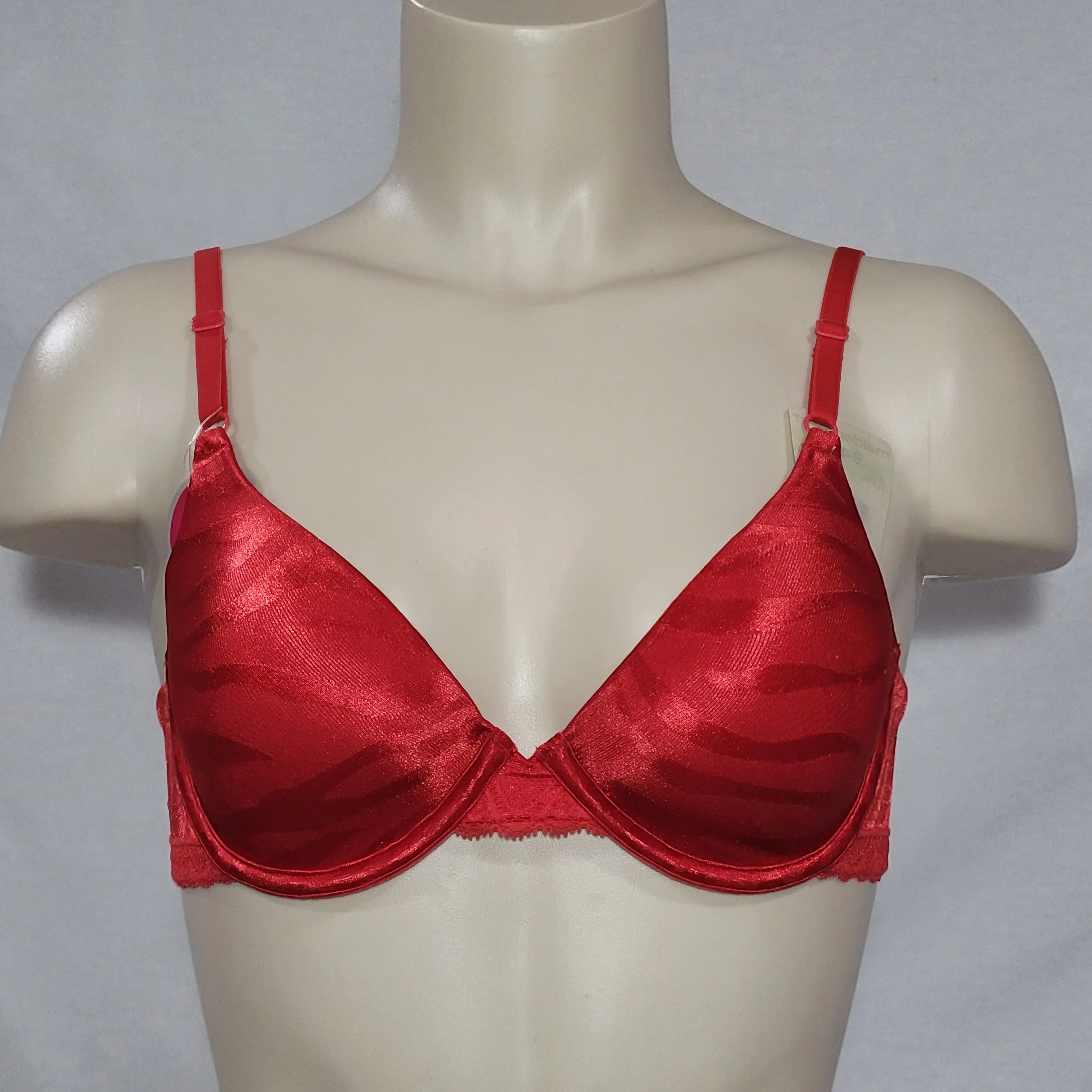 DISCONTINUED Maidenform 7122 One Fabulous Fit Jacquard Satin Underwire Bra 34B Red NWT