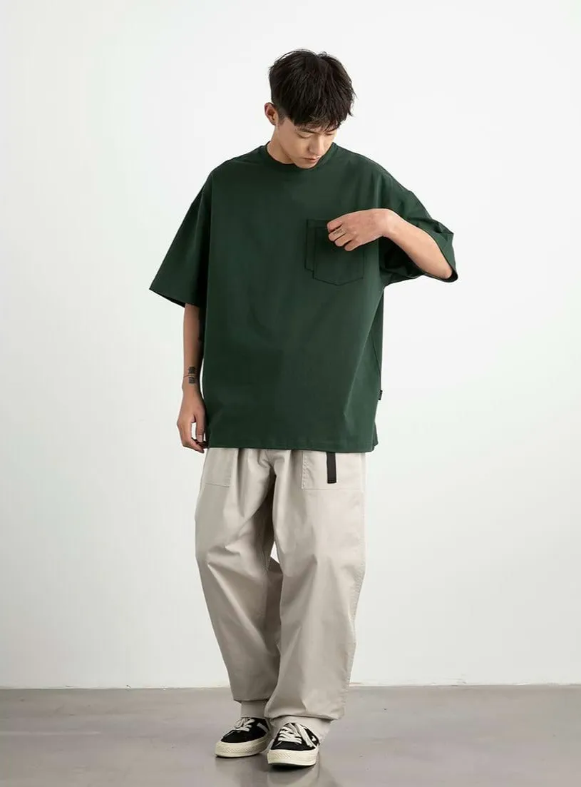 Drop Shoulder T-Shirt with Layered Pocket