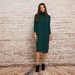 Emery Mock Neck Dress Hunter Green