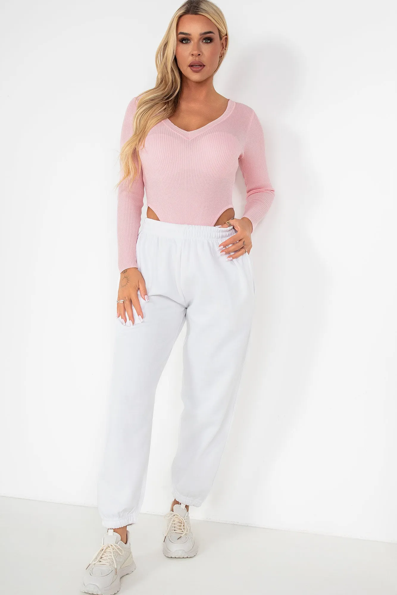 Gabby Pink Knit Long Sleeve Bodysuit