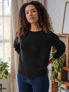 Ivanna Organic Cotton Pointelle Jumper - Black