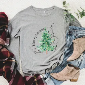 Merry and Bright Christmas Tree Long Sleeve