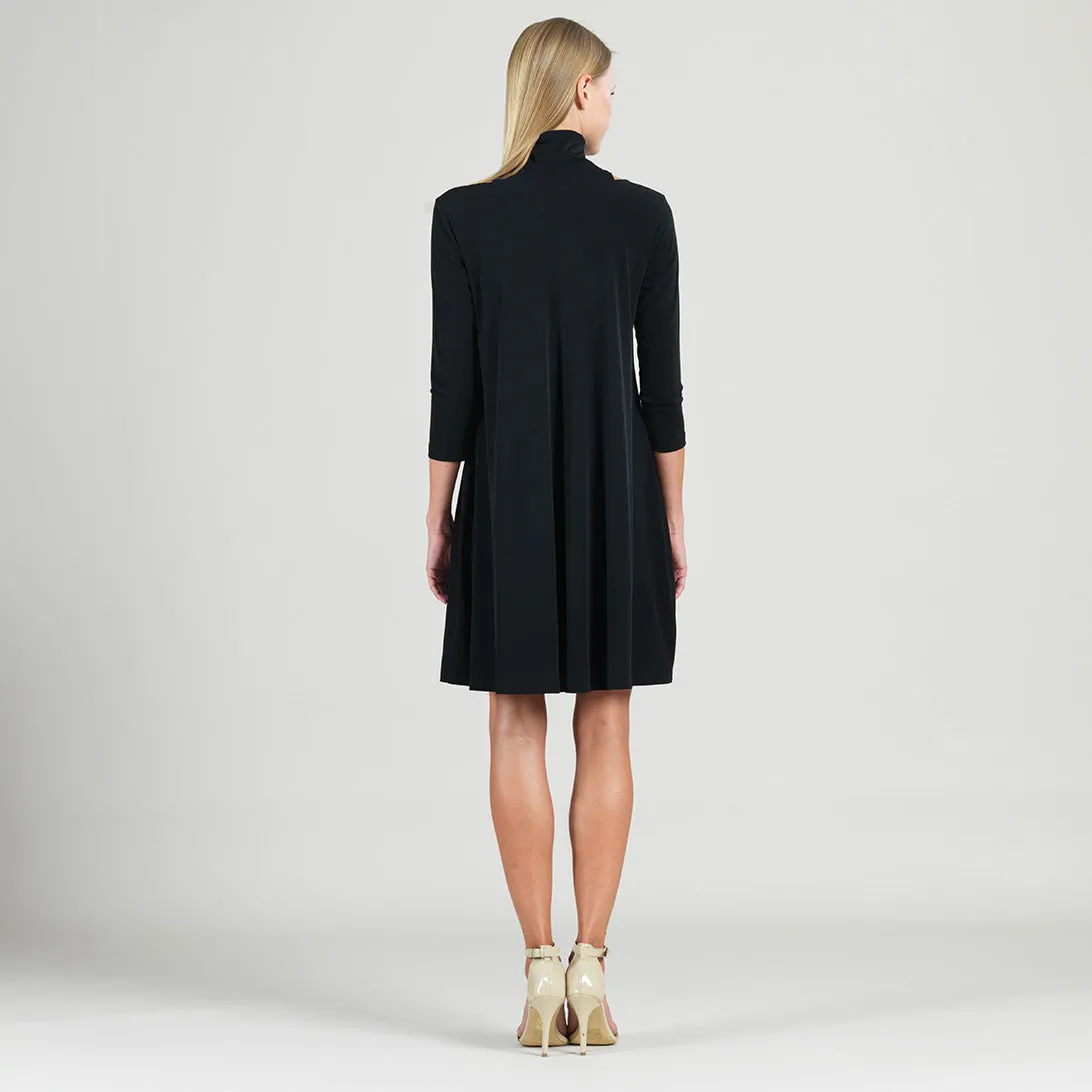 Mock Neck Cut Out Tunic Dress - Black - Final Sale!