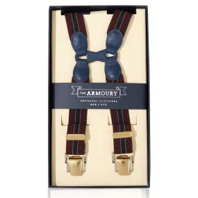 Navy Leather/Gold Clip Braces - Burgundy/Navy