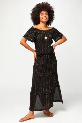 Raela Bardot Dress | Star Aztec Gold/Black