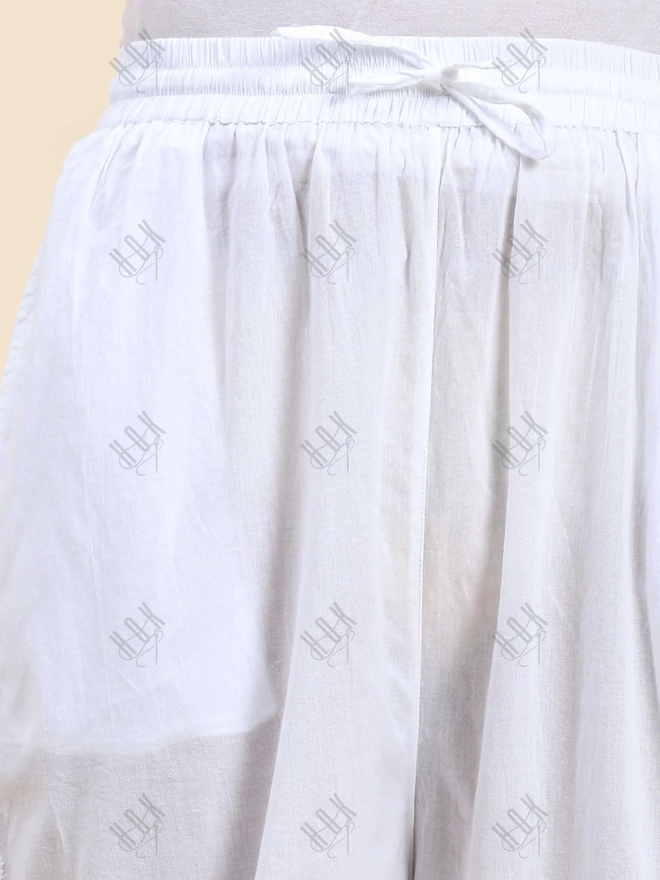 Samma House Of Kari Chikankari Embroidered Cotton White Relaxed Pants-13