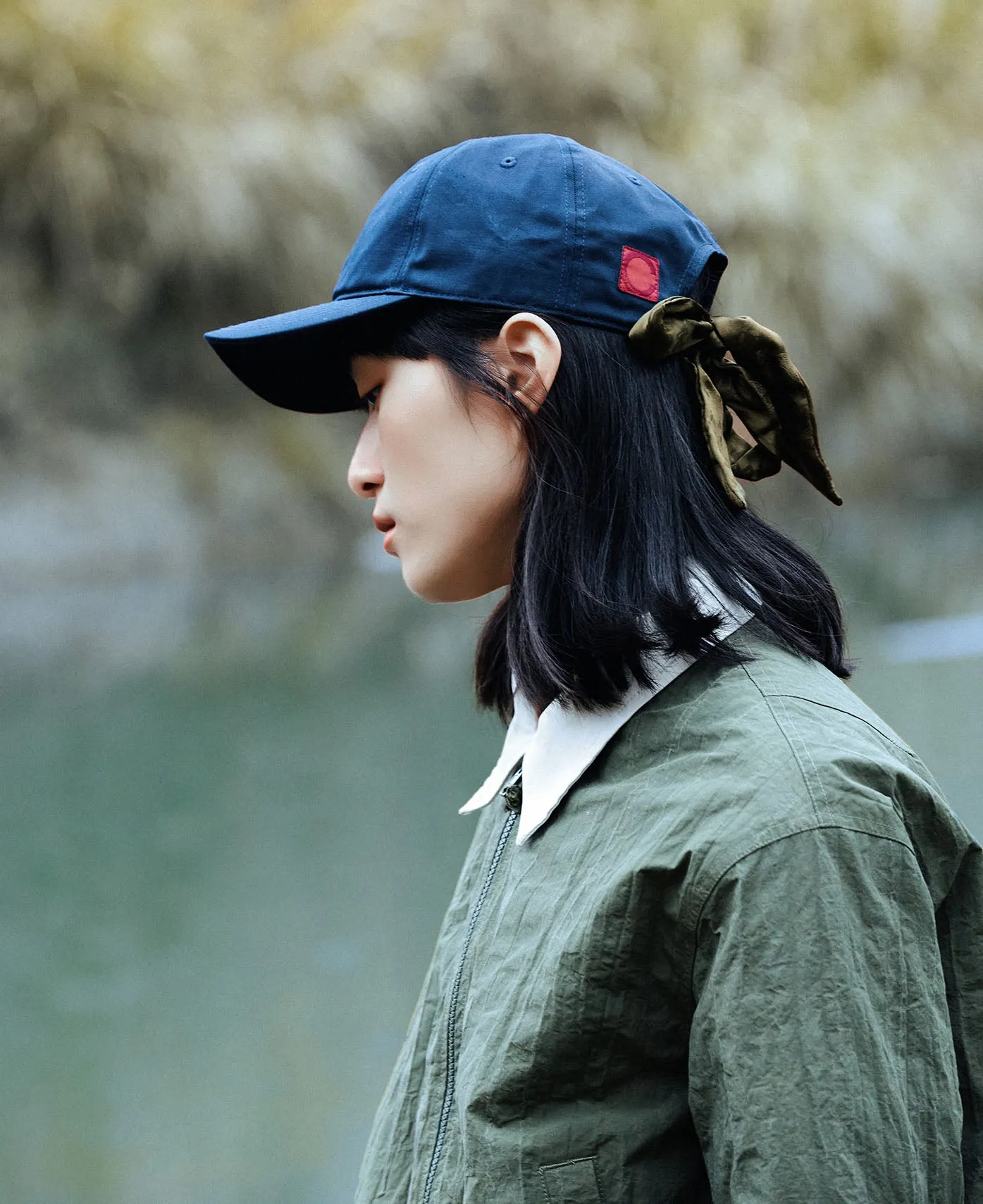 Silk Ribbon Cap (Navy)