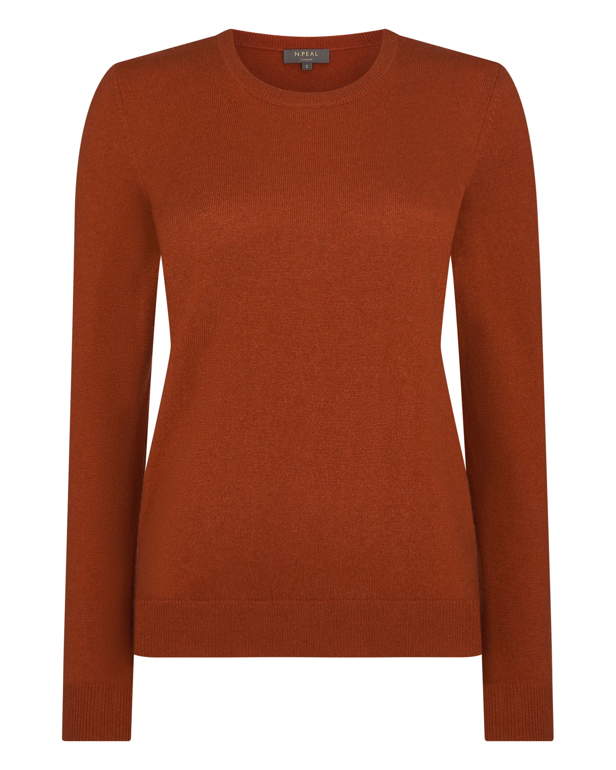 Women's Evie Classic Round Neck Cashmere Jumper Rust Orange